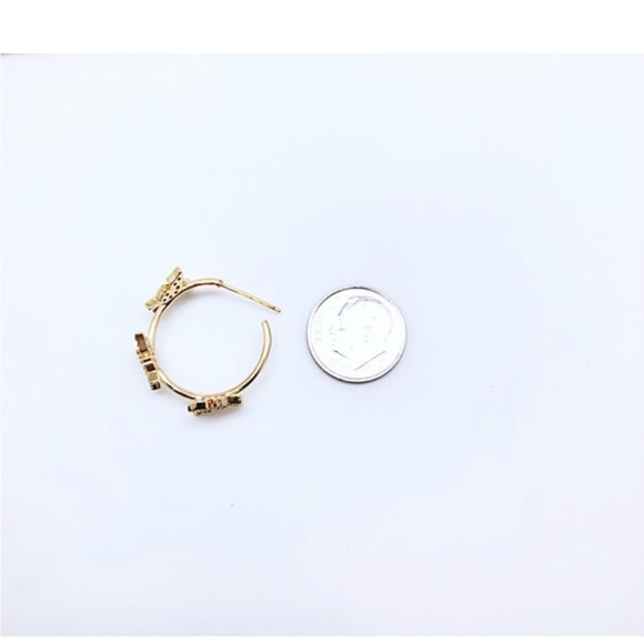 Gold CZ Butterfly 1” Hoops NWT, Gold Filled, Ships in a Gift Box! - Picture 7 of 8